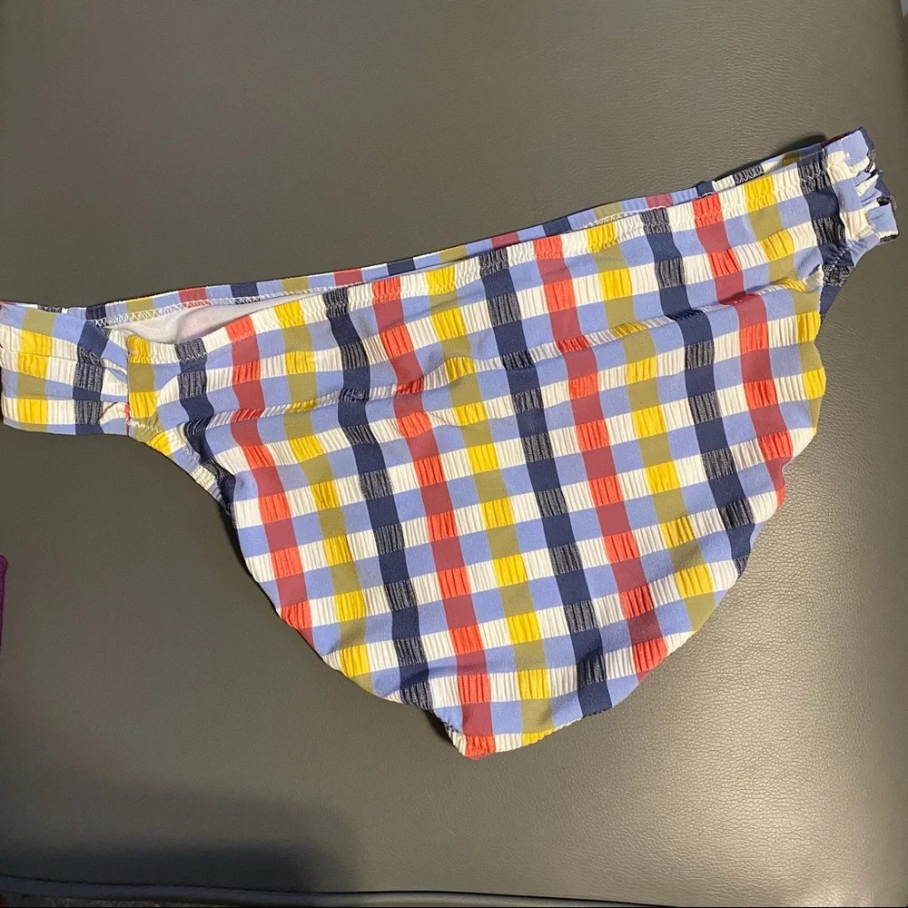 Jessica Simpson gingham plaid Side Shirred Hipster Swim Bottoms sz XL